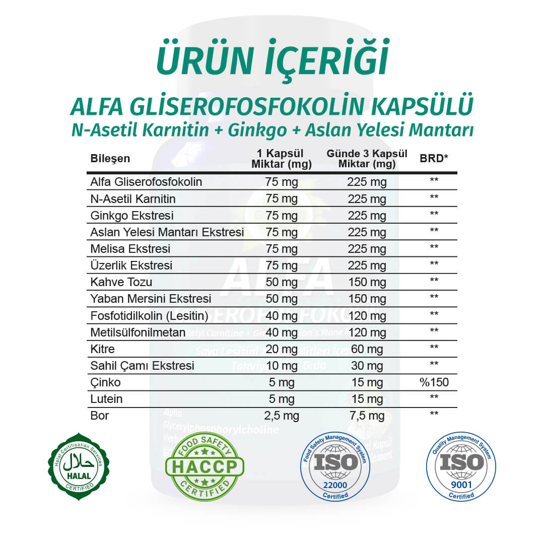Alfa Gliserofosfokolin Kapsül - Standard - Görsel 2